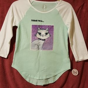 3/4 slv floppy screen shirt